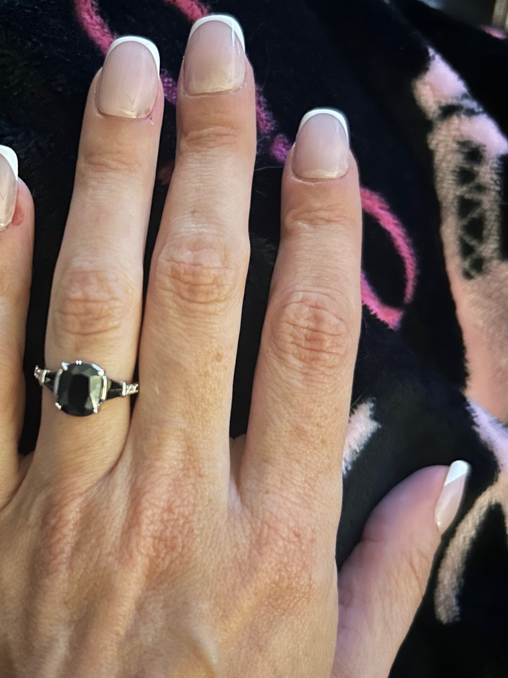 Classic Bomb Party Black Gemstone Silver Ring - Women Jewelry size 5